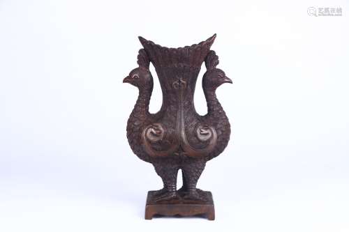 An Agarwood Phoenix&Bird Vase