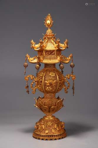 A Gilt Silver Pagoda Ornament