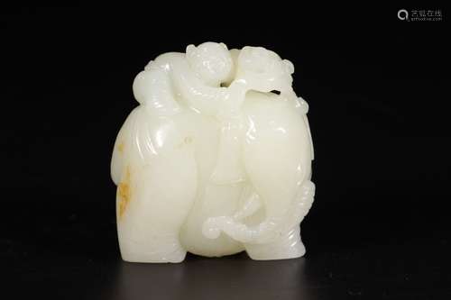 A Hetian Jade Elephant Hand Piece