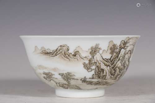 A Porcelain Enameled Landscape Bowl