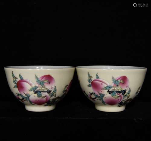 Pair Of Porcelain Famille Rose Bowls