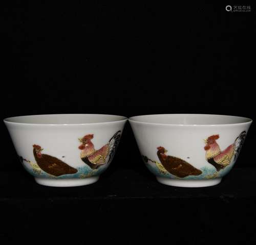 Pair Of Porcelain Famille Rose Cups