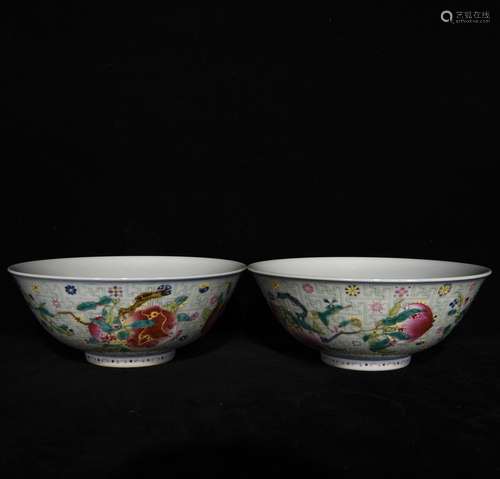 Pair Of Porcelain Famille Rose Famille Roseuit Bowls