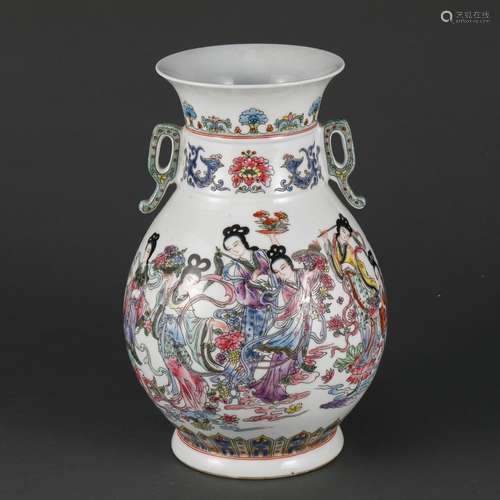 A Porcelain Wucai Figure-Story Vase