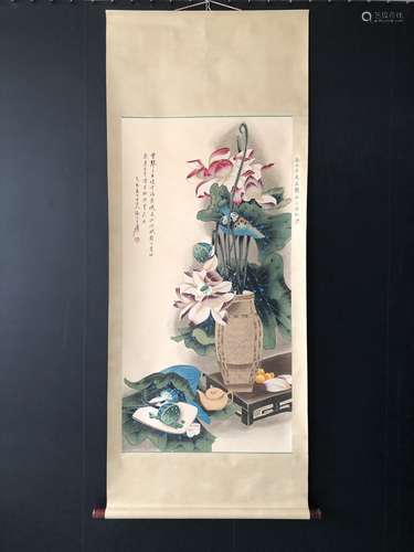 A Painting Of Lotus Flower, Zhang Daqian Mark