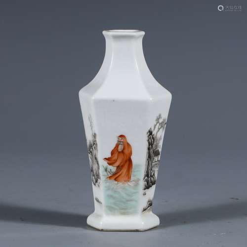 A Porcelain Famille Rose Landscape Vase