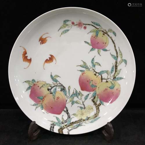 A Porcelain Famille Rose Peach Plate