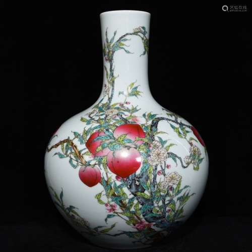 A Porcelain Famille Rose Peach Bottle Vase