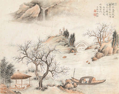 许昭（1887-?） 赏梅图 镜芯 设色纸本