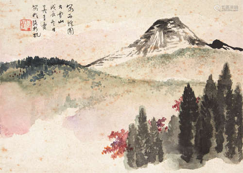 吴青霞（1910-2008） 西雅图大雪山 镜芯 设色纸本