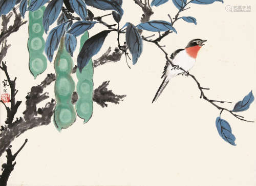 江寒汀（1903-1963） 花鸟 镜芯 设色纸本