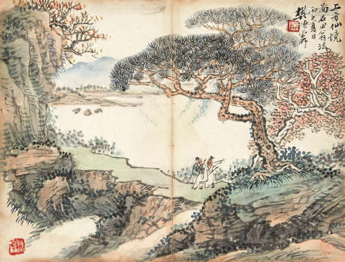 樊浩霖（1885-1962） 上方仙境图 镜芯 设色纸本