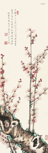 谈月色（1891-1976） 梅花 立轴 设色纸本