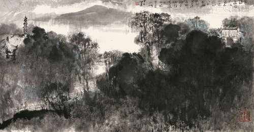 杨善深（1913-2004） 蠡园景色 立轴 设色纸本