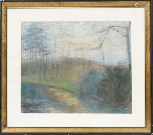 Forêt Pastel sur papier signé en bas à droite rep…