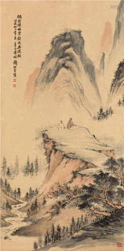 钱松岩（1899-1985） 松山论道图 立轴 设色纸本