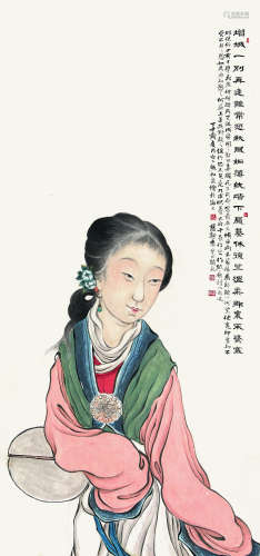 熊松泉（1884-1961） 仕女 镜芯 设色纸本