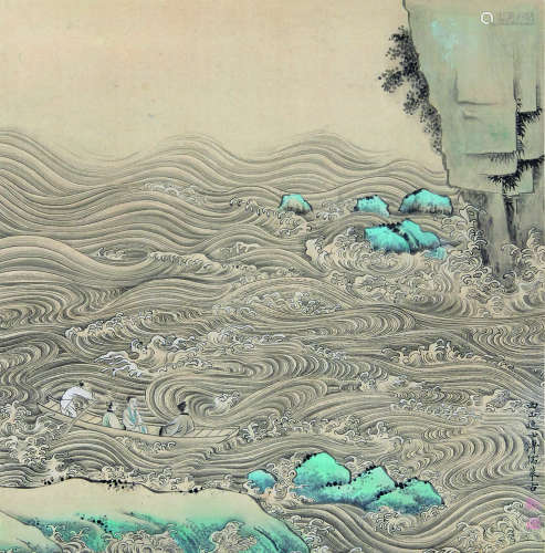 溥儒（1896-1963） 赤壁游图 镜芯 设色绢本