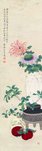 黄山寿（1855-1919） 金英玉蕊 镜芯 设色纸本