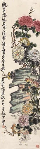 赵云壑（1874-1955） 菊石图 立轴 设色纸本