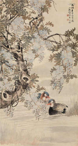 任伯年（1840-1895） 花鸟 镜芯 设色纸本