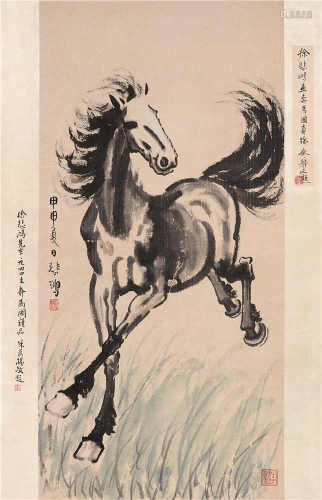 徐悲鸿（1895-1953） 奔马图 立轴 设色纸本