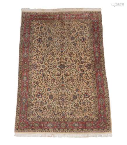 Indian Carpet, modern The corn field with an allover design of palmettes and vines enclosed by