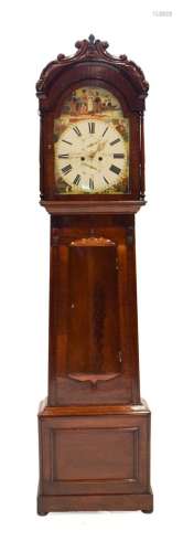 A Scottish Mahogany Eight Day Longcase Clock, signed J.Welsh, Motherwell, circa 1840, carved wavy