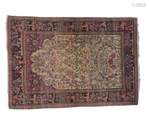 Isfahan Rug Central Iran, circa 1920 The cream field with trees and plants in bloom beneath the