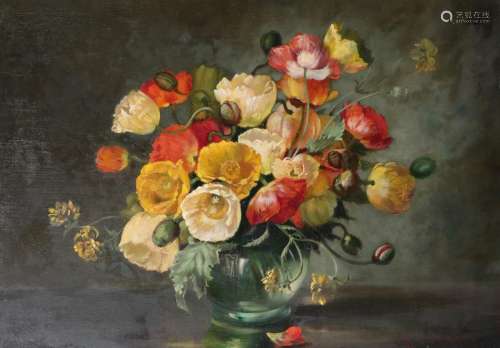 Attributed to Cecil Kennedy (1905-1997) Still life of flowers in a glass vase Bears signature, oil