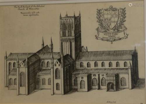 After Daniel King (d.1664) ''The North Prospect of the Cathedral of Worcester'' Etching, from