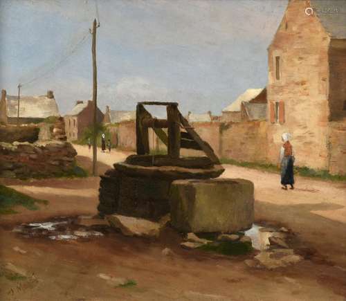 Jean Eugène Julien Massé (1856-1950) French ''Le puits'' Signed, oil on canvas, 27.5cm by 32cm