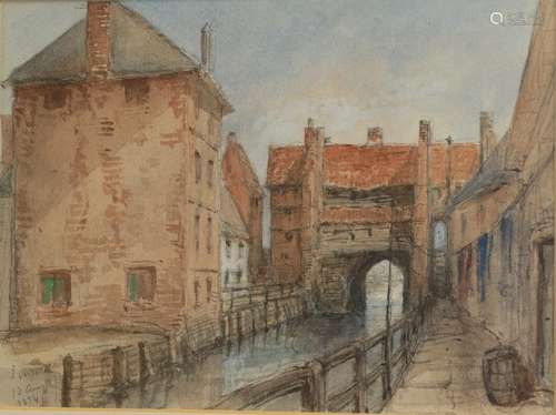 British School (19th century) ''High Bridge - Lincoln'' Inscribed, dated '13 Aug 1874' pencil and