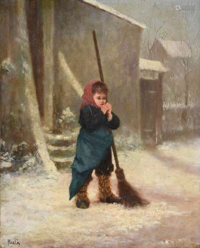 Jean Paul Haag (1854-1906) French The little chimney sweep Signed, oil on panel, 26cm by 21.5cm