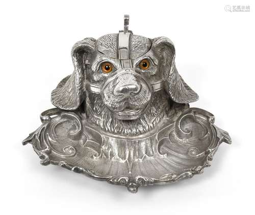 A Victorian Silver Plate Inkwell, by Elkington and Co., Birmingham, Possibly 1886, modelled as a