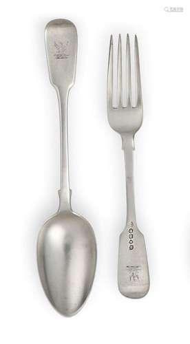 A Collection of George III and Later Silver Flatware, Various Maker's and Dates, Fiddle pattern,