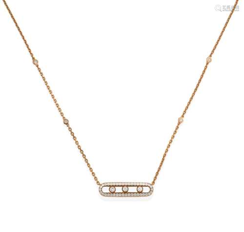 A Diamond 'Move Classique' Necklace, by Messika, Paris, the central oval plaque set throughout