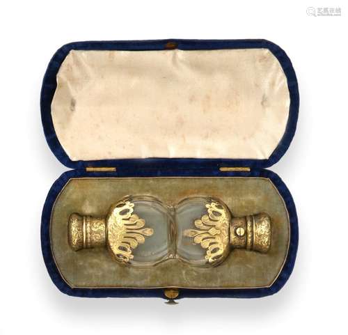 A Victorian Silver-Gilt Mounted Double-Ended Scent-Bottle, by T. Howell and Co., London, With Design