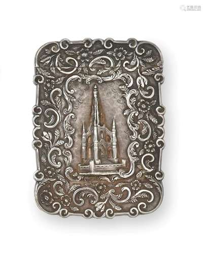 A Victorian Silver 'Castle Top' Card-Case, by Taylor and Perry, Birmingham, 1844, oblong, the