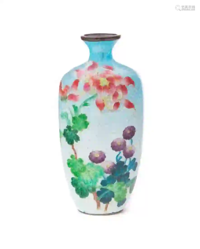 Japanese Cloisonne Ginbari Foil Floral Vase