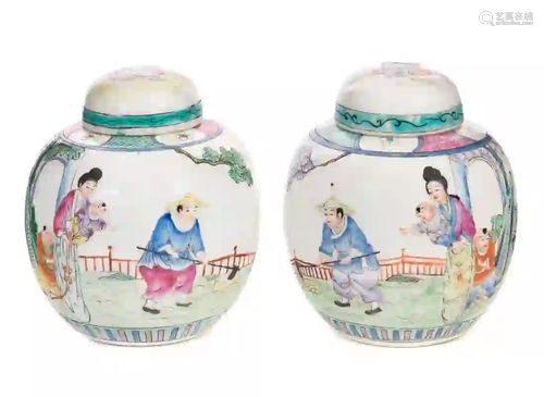 19th Century Chinese Porcelain Covered Jars