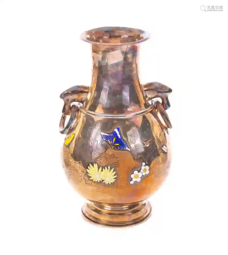 Korean Solid Silver Enameled Vase