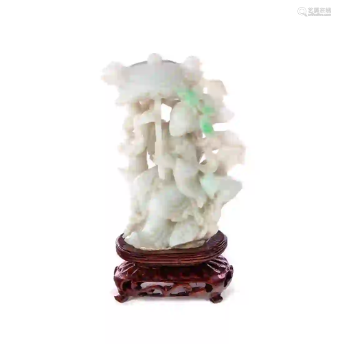 Carved Chinese White Jade Figural Sculpture