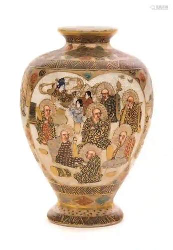 Signed Japanese Satsuma Meiji Period Vase