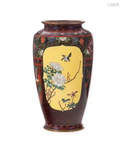 Elaborate Japanese Cloisonne Aventurine Vase