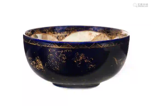 Japanese Satsuma Meiji Blue Gyokusho Bowl