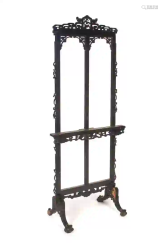 19th Century Black Lacquered Chinese Easel