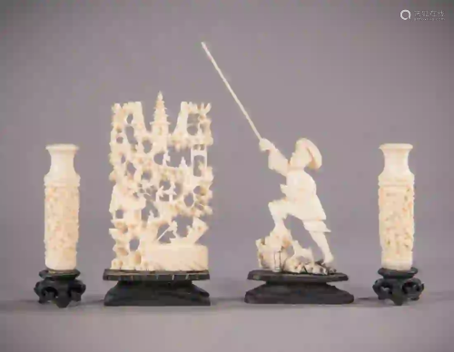 2 Chinese Sculptures Pair Miniature Vases