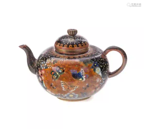 Fine Japanese Cloisonne Aventurine Teapot