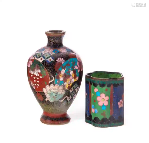 2 Japanese Cloisonne Cabinet Pieces